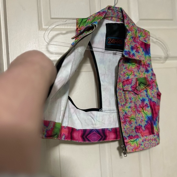 NWOT Dolls Kill | 24HRS | Denim Zip Up Vest Top | S - Picture 5 of 10